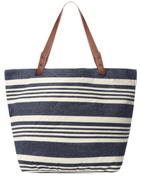 Strip Canvas Beach Bags with leather
