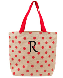 Red Polka dot Jute Beach Bags