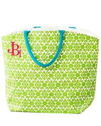 Green color Printed Jute Beach Bags