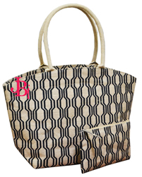 Printed Jute Beach Bags with coin purse