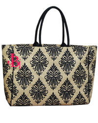 Flower Print Jute Beach Bags