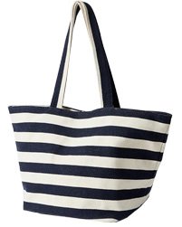 Black Strip Canvas Beach Tote Bags