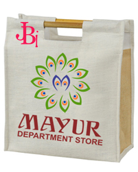 Bamboo Handle White Jute Promotional Bags