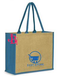 Promotional Yute Bags in blue color and logo print 