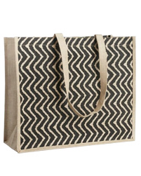 Chevron Print Jute Shopping Bag